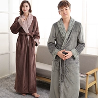 Áo choàng nam mùa đông dày và dài flannel vài chiếc áo choàng lông cừu san hô áo tắm kích thước lớn đồ ngủ lông ấm áp quần áo ngủ nữ