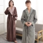 Áo choàng nam mùa đông dày và dài flannel vài chiếc áo choàng lông cừu san hô áo tắm kích thước lớn đồ ngủ lông ấm áp quần áo ngủ nữ