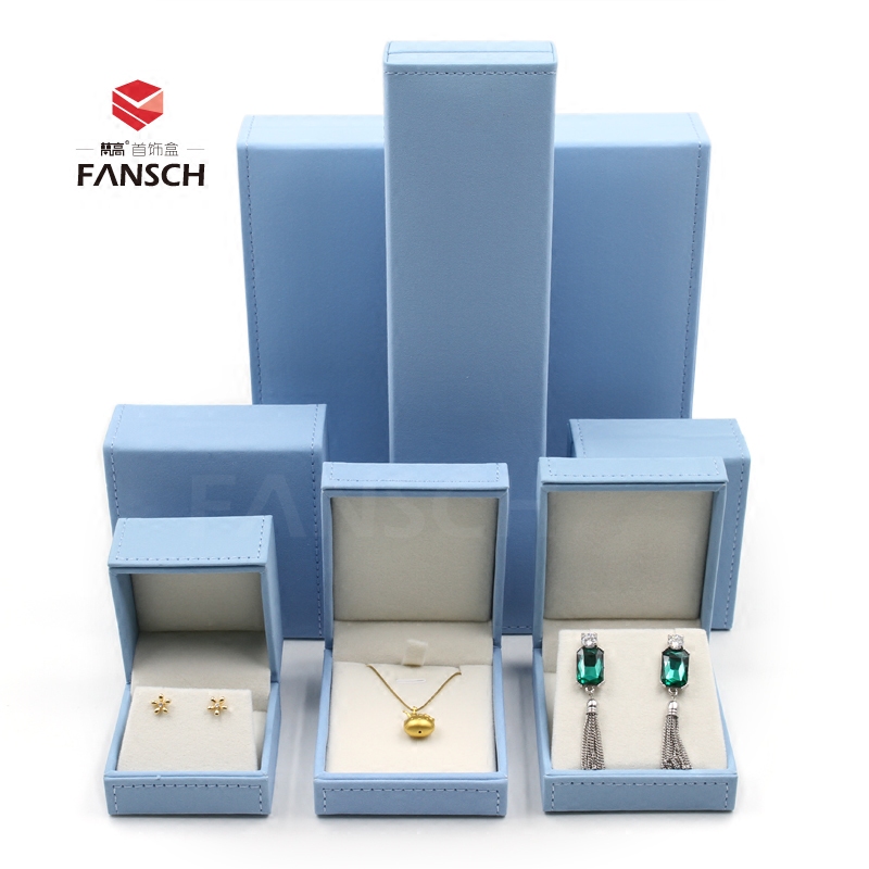 Blue Frosted Leather Jewelry Box First Accessories Box Ornament Box Upmarket Necklace Box Ring Box Light Blue Hand Alchemy Box Hands