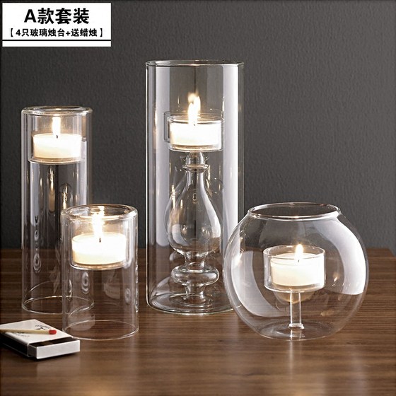 European Candle Holder Romantic Valentine's Day Candlelight Dinner Christmas Atmosphere Dress Up Hotel Party Birthday Smokeless Candles