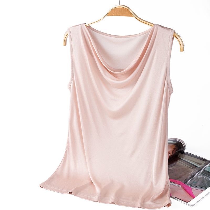 Silk Knitted Tank Top for Women, 100% Mulberry Silk, Sleeveless, Versatile Solid Color Top for Outerwear or Layering