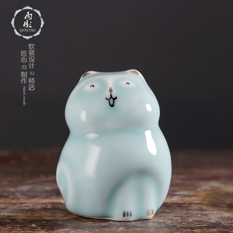 Jingdezhen shadow green manual ceramic Nordic decoration process creative decoration home decoration ceramic small place