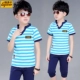 Quần áo bé trai mùa hè 2019 mới 6 trẻ lớn 7 trẻ em tay ngắn 10 áo thể thao hai mảnh 12 tuổi nước ngoài - Phù hợp với trẻ em quần ống rộng trẻ em Phù hợp với trẻ em