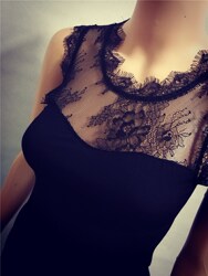 C99 Round Neck Eyelash Vest Regular Length Axiangyi Lace Women's Sleeveless Slim Bottoming Shirt