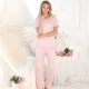 Bộ đồ ngủ nữ 2018 tiêu chuẩn Mỹ mùa xuân và mùa hè Bộ đồ ngủ cotton ngắn tay hai mảnh có thể mặc bên ngoài phục vụ mùa thu các kiểu đồ bộ mặc ở nhà đẹp Bên ngoài ăn mặc