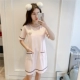 Mùa hè cotton đơn giản thời trang ngắn tay áo độn ngực váy ngủ phụ nữ mặc áo ngực dịch vụ nhà