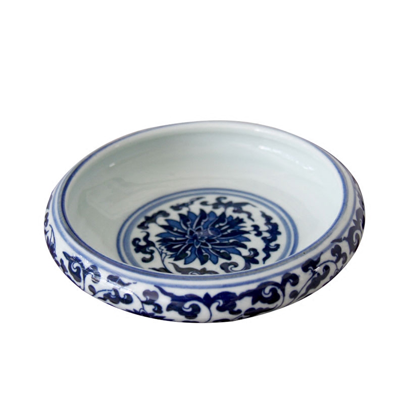 Jingdezhen ceramics writing brush washer from blue - and - white retro desktop small sitting room of large diameter cylinder ashtray furnishing articles ornament