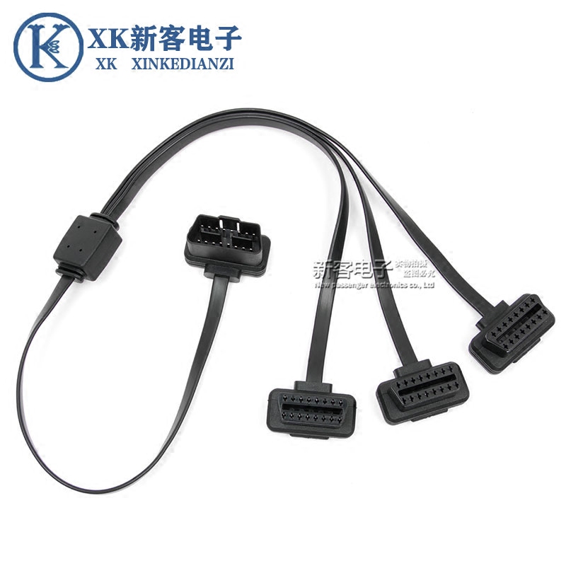 Car OBD2 10% triple extension cord obd one drag three switching line expansion line Noodle Flat Wire 60CM 8 Core