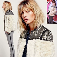 Người đẹp bảo vệ 2018 Lin Jiayi Li Xiaoyu với đoạn lông cừu đính cườm lông áo sao cashmere áo khoác lông dáng dài