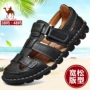 Jin Ge Camel Sandals Giày nam mùa hè Da nam Giày đế bệt Baotou Giày đế mềm Kích thước lớn Bố trung niên Giày thường giày sandal nam