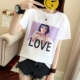 Mùa hè 2018 mới áo thun trắng Hàn Quốc nữ tay ngắn cotton rộng in họa tiết sơ mi nửa tay hoang dã áo phông nữ rộng Áo phông