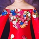 Váy catwalk cho bé gái mẫu đỏ công chúa dài tay đầm Trung Quốc phong cách từ vai bé gái trang phục mùa thu bộ vest bé trai hàng độc Váy trẻ em