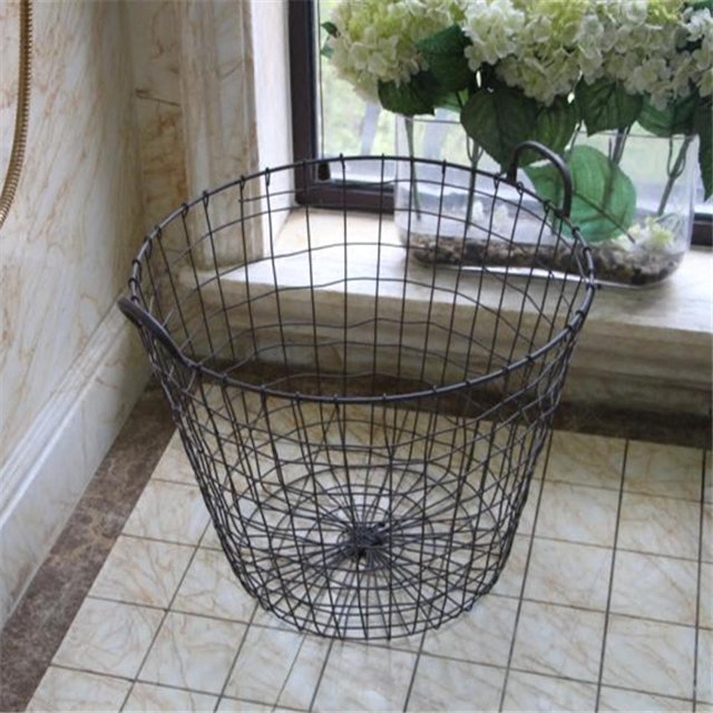 Dirty clothes storage barrel iron finishing storage iron basket iron wire hand basket woven basket K9t5EvNgp9