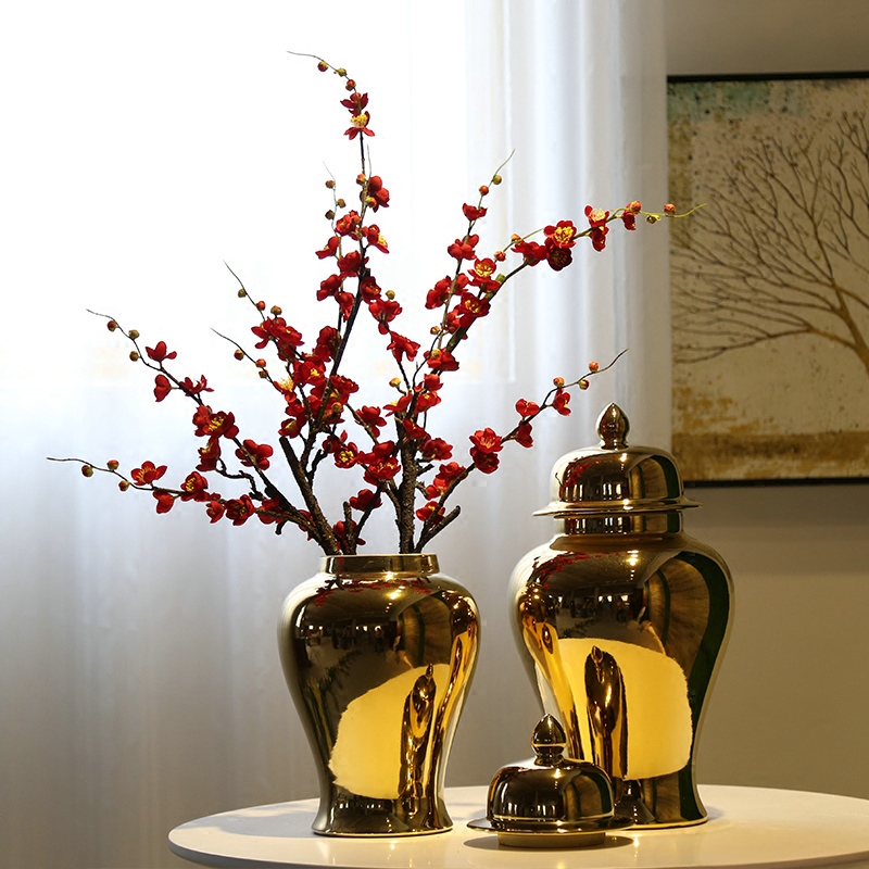 Jingdezhen gold - plated vase mesa of new Chinese style porch club show the general pot of flower implement candy as cans accessories