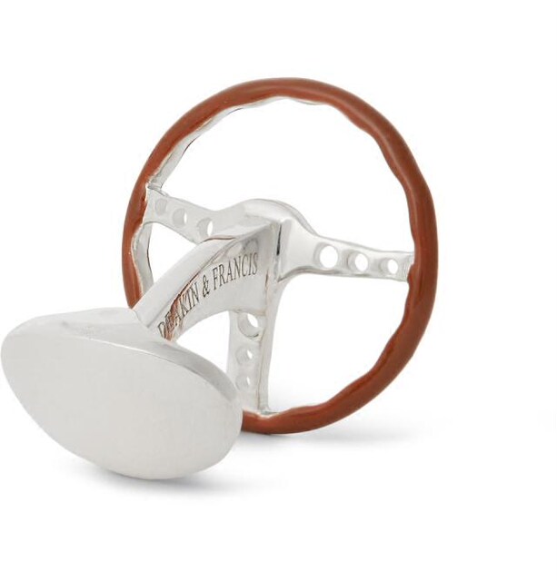 Deakin & Francis Steering Wheel Enamel Sterling Silver Cufflinks