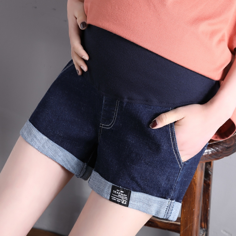 2022 maternity summer denim shorts women's five-point pants straight all-match fashion maternity pants summer thin section plus size