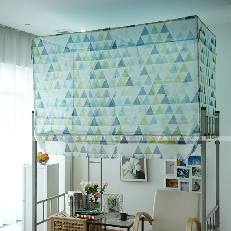 Square top student anti-dust top mosquito nets encrypted yarn curtain Sleeping Room Dorm Room up and down Printed Bed Mantle Special Price