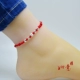 Đơn giản S925 sterling bạc hạt dây đỏ vòng chân nữ vòng đeo tay mỏng năm nay của nam và nữ chân đỏ và đen dây thừng tay đôi sinh viên lắc chân nữ bạc ta Vòng chân
