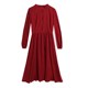 Phantom Fairy Autumn Retro Hepburn Style Dress New Style Waist Slimming Large Swing Long Sleeve Daily Red Long Dress