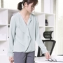OFFIY Nhật Bản JIN miệng trái tim máy không đều thiết kế áo voan nữ dài tay 2018 xuân mới phong cách sơ mi nữ đẹp