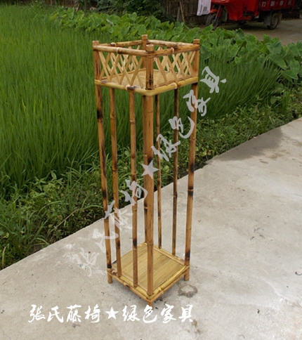 Zhang's rattan chair bamboo furniture frame bamboo flower shelf double layer of flower shelf square flower shelf