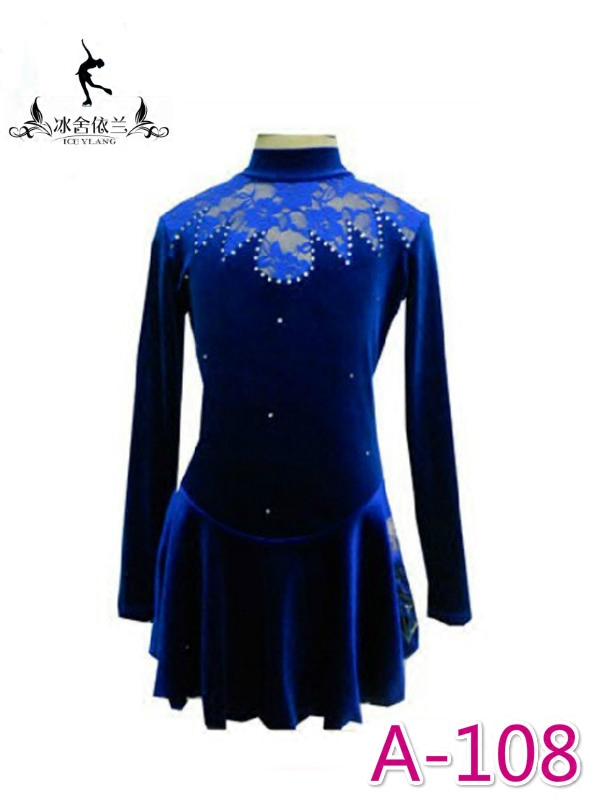 Children's Figure Skating Girl Velvet Drilling Ice Skating Test Skirt Performance Dress