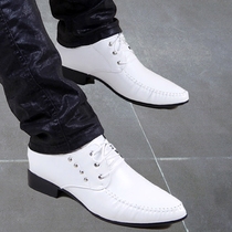 Korean Version Pointed Leather Shoes Man White Business Positive Dress Wedding Shoes Trend Hairstyliste Leather Shoes Men Liuding Casual Shoes