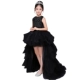 Cô gái buổi tối ăn mặc mô hình catwalk công chúa váy trẻ em màu đen đám cưới piano trang phục hoa cô gái chủ