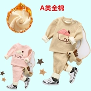 Bộ đồ lót trẻ em nhiệt cộng với nhung dày cho bé mùa đông cotton Quần áo trẻ em đáy quần áo bé trai mùa thu sản phẩm mới