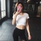 Running Kaka áo thun ngắn rốn nữ gợi cảm mùa hè áo thể thao ngắn tay tập yoga quần bó
