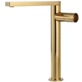 Матовый смеситель для умывальника, полностью медный, скандинавский свет, роскошный простой золотой умывальник, верхняя часть раковины, латунь, золото, вращение горячей и холодной воды