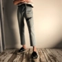 YG / 18 hè phong cách mới quần tây nam thời trang trước và sau quần jeans ống rộng đa năng chín quần nam và nữ quần dài nam