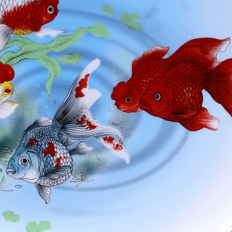 Jingdezhen ceramics decoration hanging dish see goldfish and modern Chinese style living room sat dish dish handicraft
