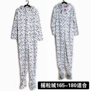 Mùa thu và mùa đông lông cừu trùm đầu chân nam và nữ dịch vụ jumpsuit nhà cộng với kích thước cộng với quần áo jumpsuit dài tay béo