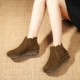 Giày cao cổ nữ Giày đế bằng thông thường 2019 Giày da tuyết mới cộng với giày đế mềm bằng nhung Bộ chân Hàn Quốc mùa thu đông - Giày cao gót