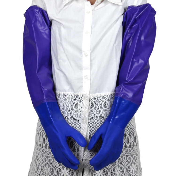 Thickened and long sleeves durable acid and alkali resistant housework gloves cleaning industrial fishery rubber protective gloves