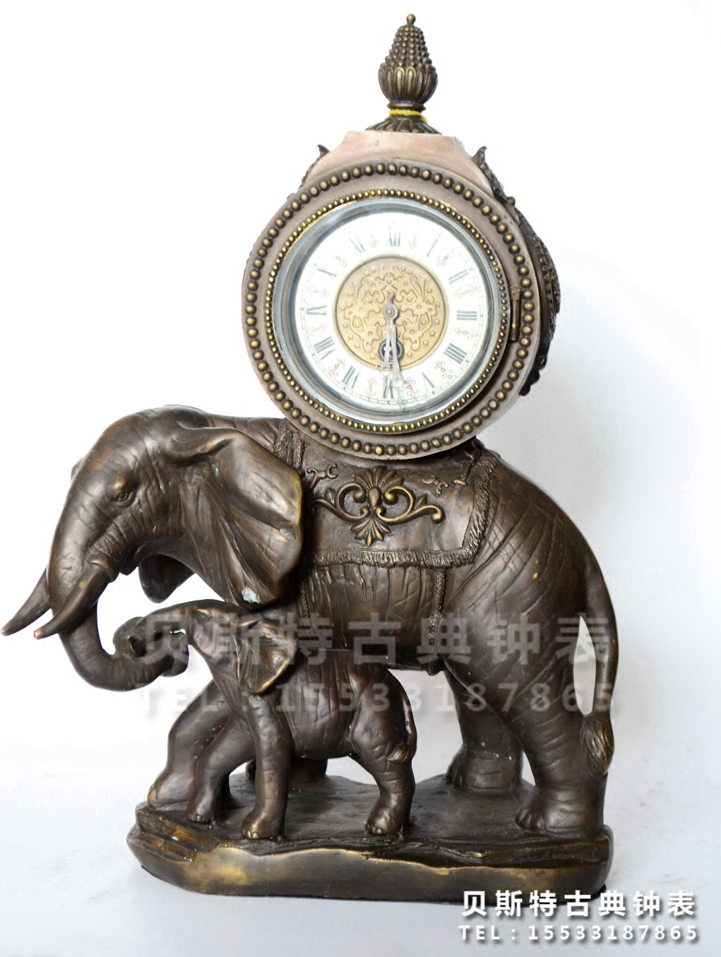 Watch Elephant Elephant Pure Copper Mechanical Seat Bell European Style Classical bell imitation Palace European Reflux Fireplace Bell