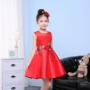 Ngày thiếu nhi Trang phục thiếu nhi Váy công chúa Hoa Catwalk Show Red Girl Performance Host Dress Tutu Spring quần áo phù rể cho bé trai