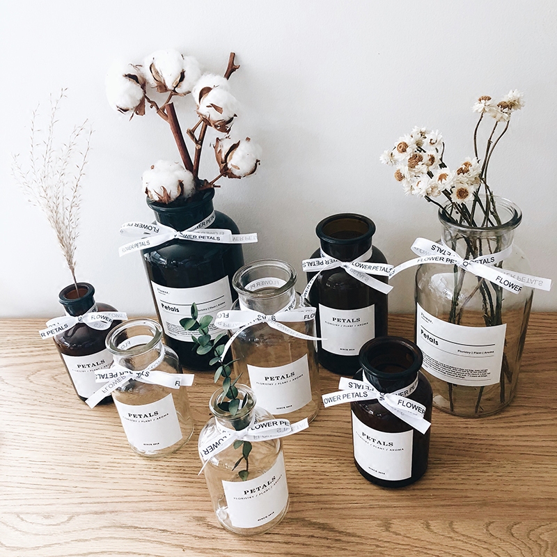 ins glass vase Nordic home creative ornaments Dried flowers flower arrangement Transparent flower vintage hydroponic small fresh