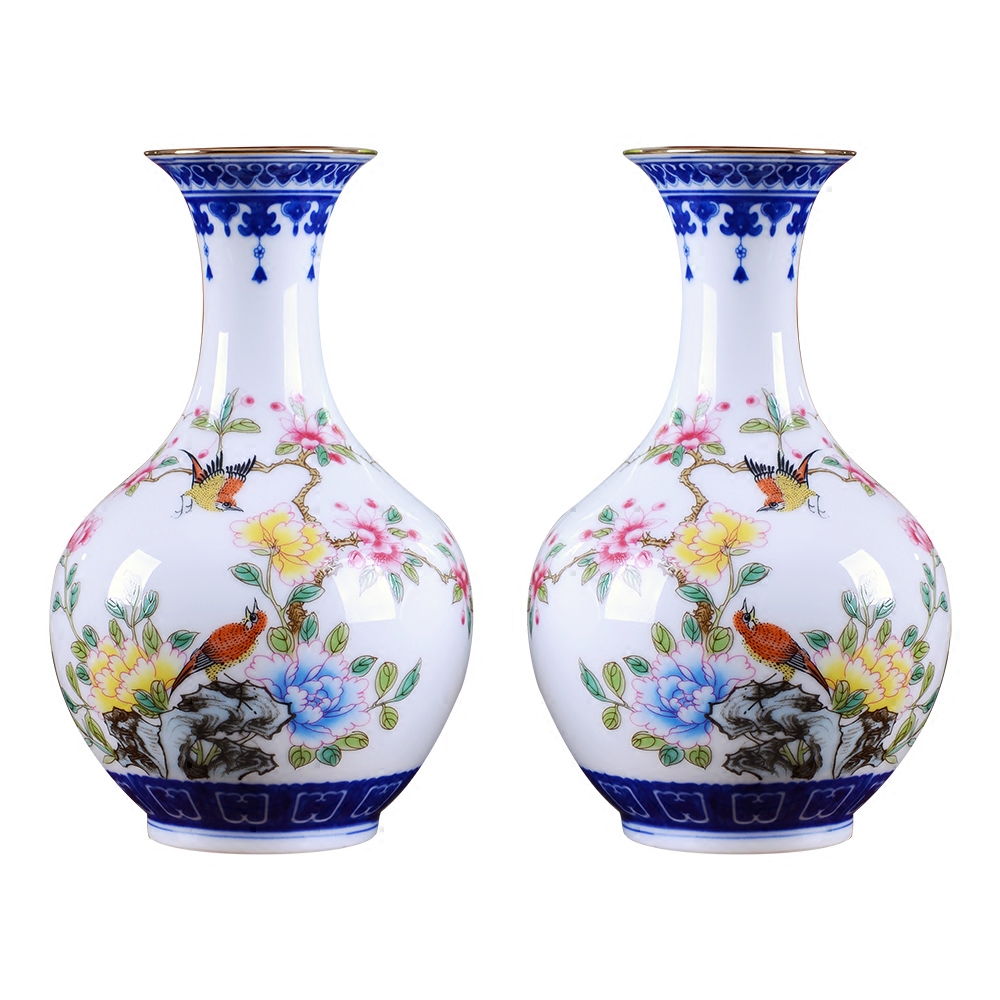 Jingdezhen ceramic floret bottle place flower arranging flower implement powder enamel flowers sitting room porch decoration of Chinese style household