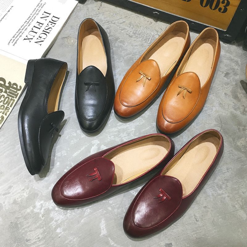 Casual Small Leather Shoes One Foot foot soft face Covered Foot Bean shoes Men's fashion Lefoe Han Edition hairstylist casual leather shoes man