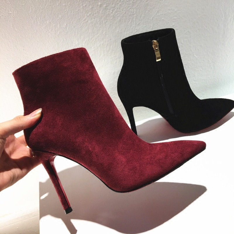 Lynnfool New Autumn and Winter Side Zipper High-Heeled Short Boots for Women, Stiletto Heel Martin Boots, Sexy and Versatile Pointed-Toe Women's Boots Lynnfool New Autumn and Winter Side Zipper High-Heeled Short Boots for Women, Stiletto Heel Martin Boots, Sexy and Versatile Pointed-Toe Women's Boots