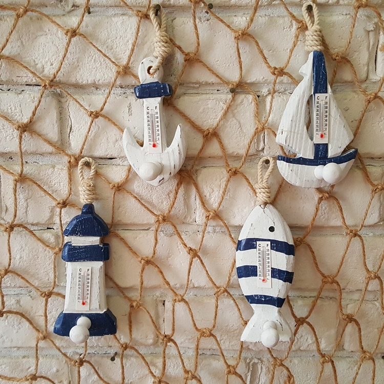 Special Mediterranean style marine decorative lighthouse sea anchor thermometer hanging with hooked wall