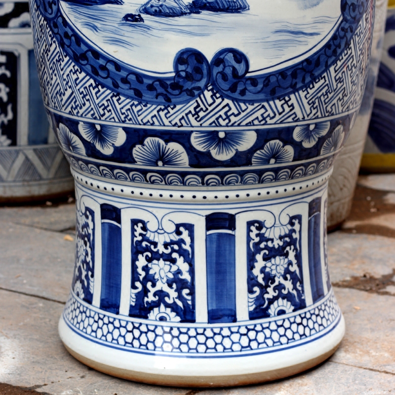 Jingdezhen blue and white porcelain painting landscape painting ceramic sitting room of large vase household furnishing articles ornaments store hall