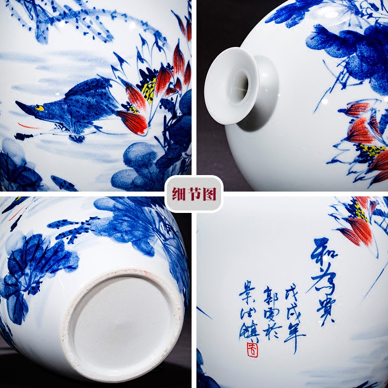 Jingdezhen ceramics vase master Chinese antique hand - made home sitting room adornment of blue and white porcelain flower arranging furnishing articles