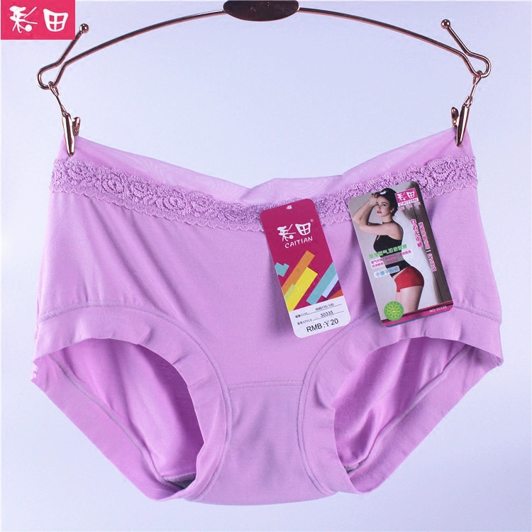 Caitian quần lót đích thực phụ nữ sexy phương thức than tre vải cotton đáy quần màu đỏ thiên nhiên quần boxer giữa eo - Giống cái