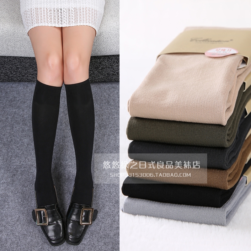 Ultra-dominant thin middle cylinder Sox autumn winter 100 lap college micro pressure and kneecap black boots stockings Sox calf socks
