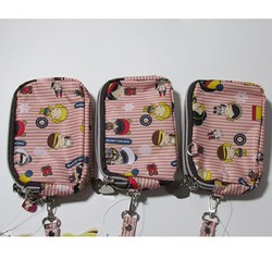 Harajuku doll purse wrist bag 3-layer zipper small clutch cosmetic bag storage bag waterproof nylon