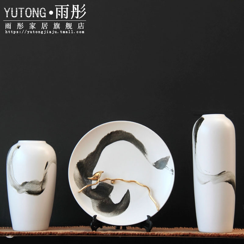 Jingdezhen ceramic vase dried flowers flower arrangement creative dishes desktop furnishing articles Chinese ink painting the sitting room porch decoration