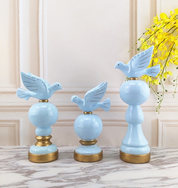 Soft dress design Ornament Pendulum with light blue gold Golden Peace Dove Swing Piece Method Idyli Mediterranean furniture Furniture Accessories